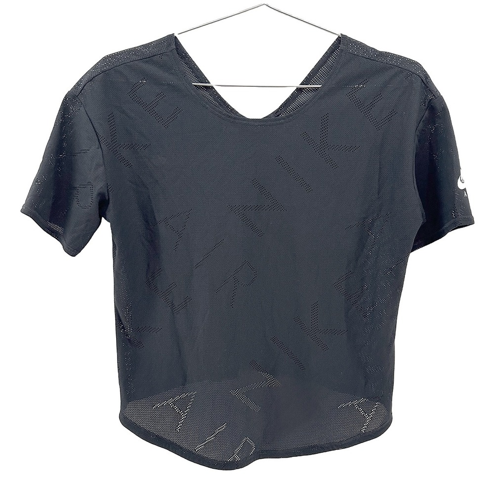 NIKE‎ AIR Dri-Fit Women's Mesh Athletic Performance Tee • XS • black • running